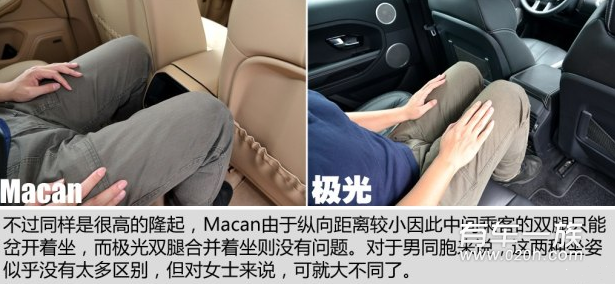 保时捷Macan与路虎揽胜极光乘坐空间的对比